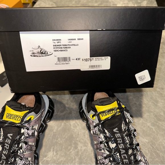 New Size 43 Versace Snakeskin-Effect Low-Top Sneakers Grey Black - Picture 11 of 11